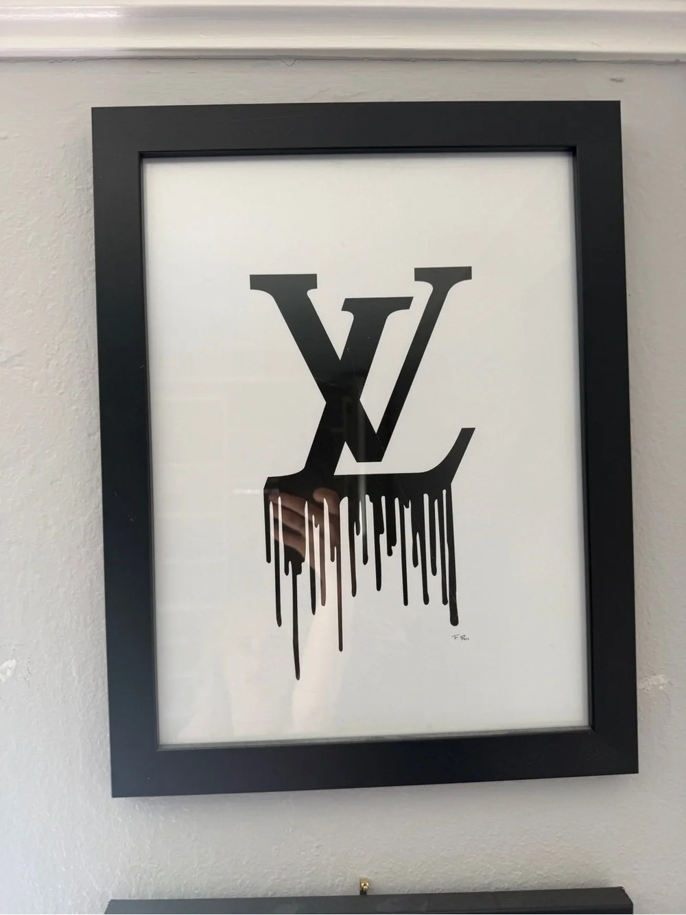 Black Drip LV Logo Wall Art Print - Designer Style